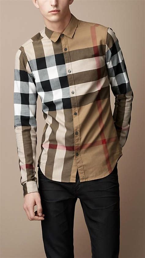 burberry brit men's long sleeve shirt|designer shirt Burberry for men.